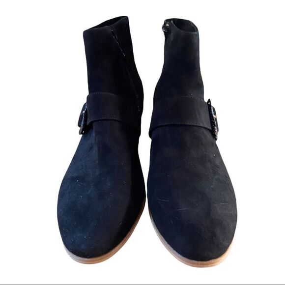 NEW Jack Rogers Women's Black Suede Leather Buckle Ankle Boots Booties 11 - Picture 3 of 6
